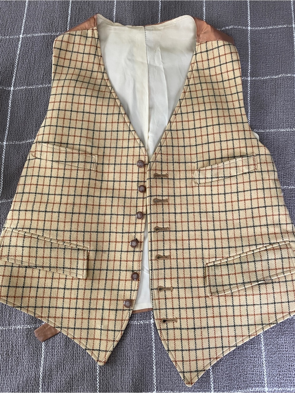 Classic Men's Tan Checked Waistcoat Vest